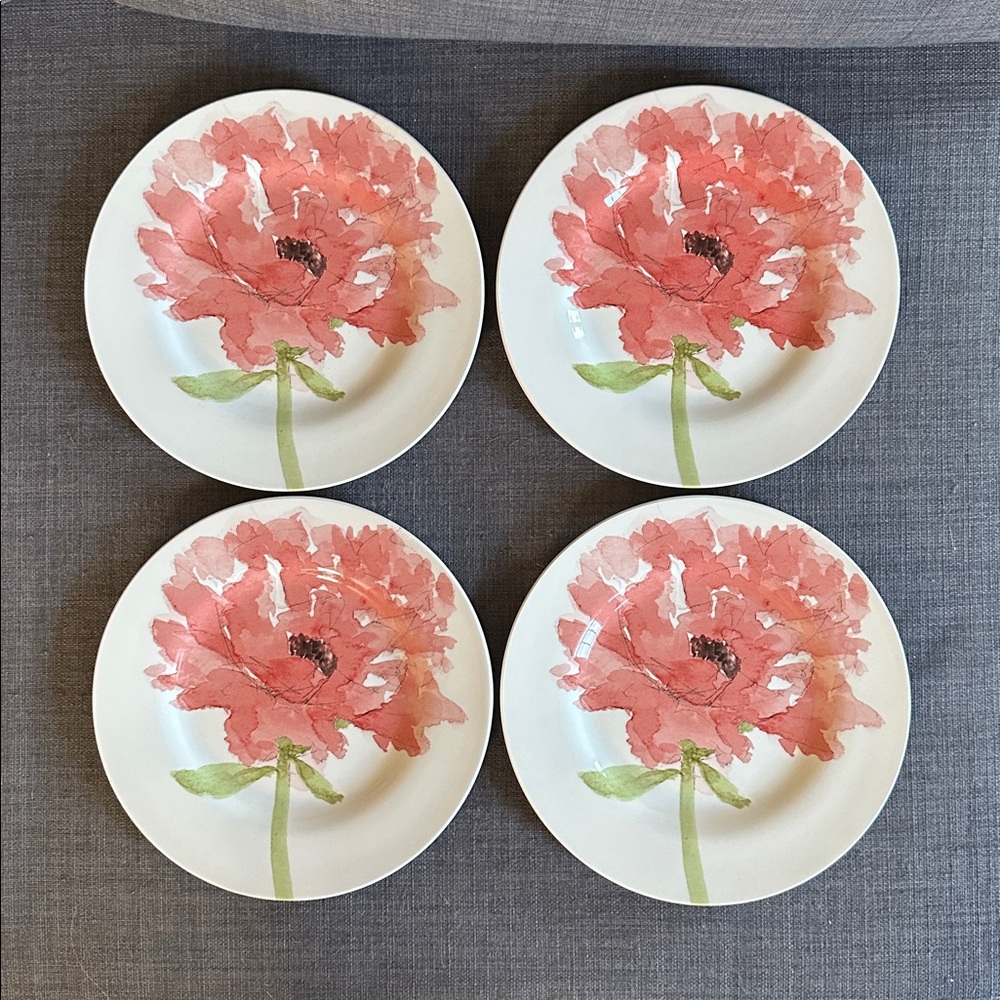 Set of 4 Royal Stafford Red Poppy Salad / Dessert Plates